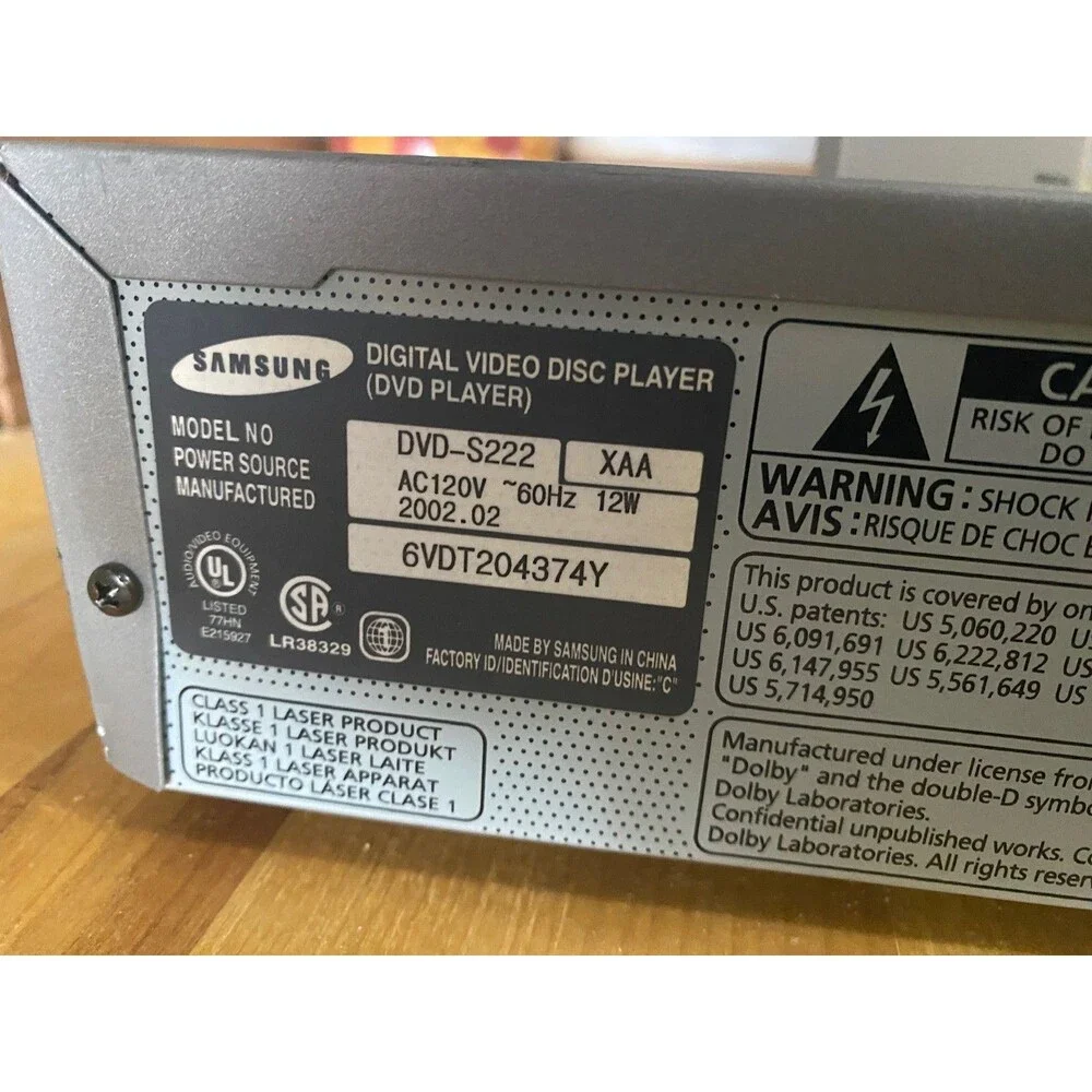 SAMSUNG DVD/CD/MP3 Player DVD-5222 TESTED With Remote